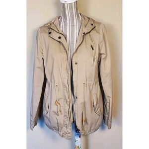 Forever 21 Jacket Womens Medium Utility Parka Coat Drawstring Pockets Casual